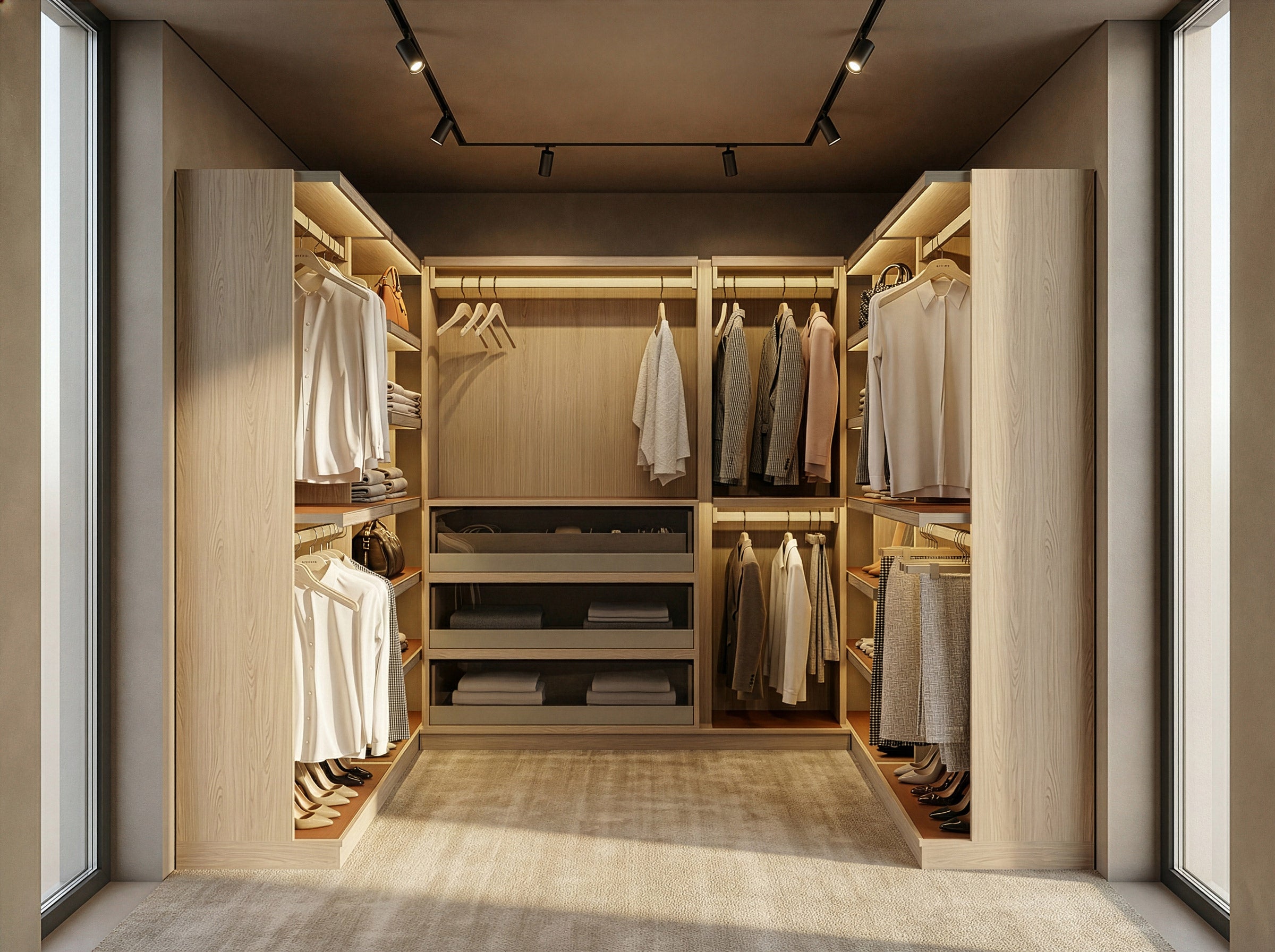 Drawer and Hanging as Walk-In Closet