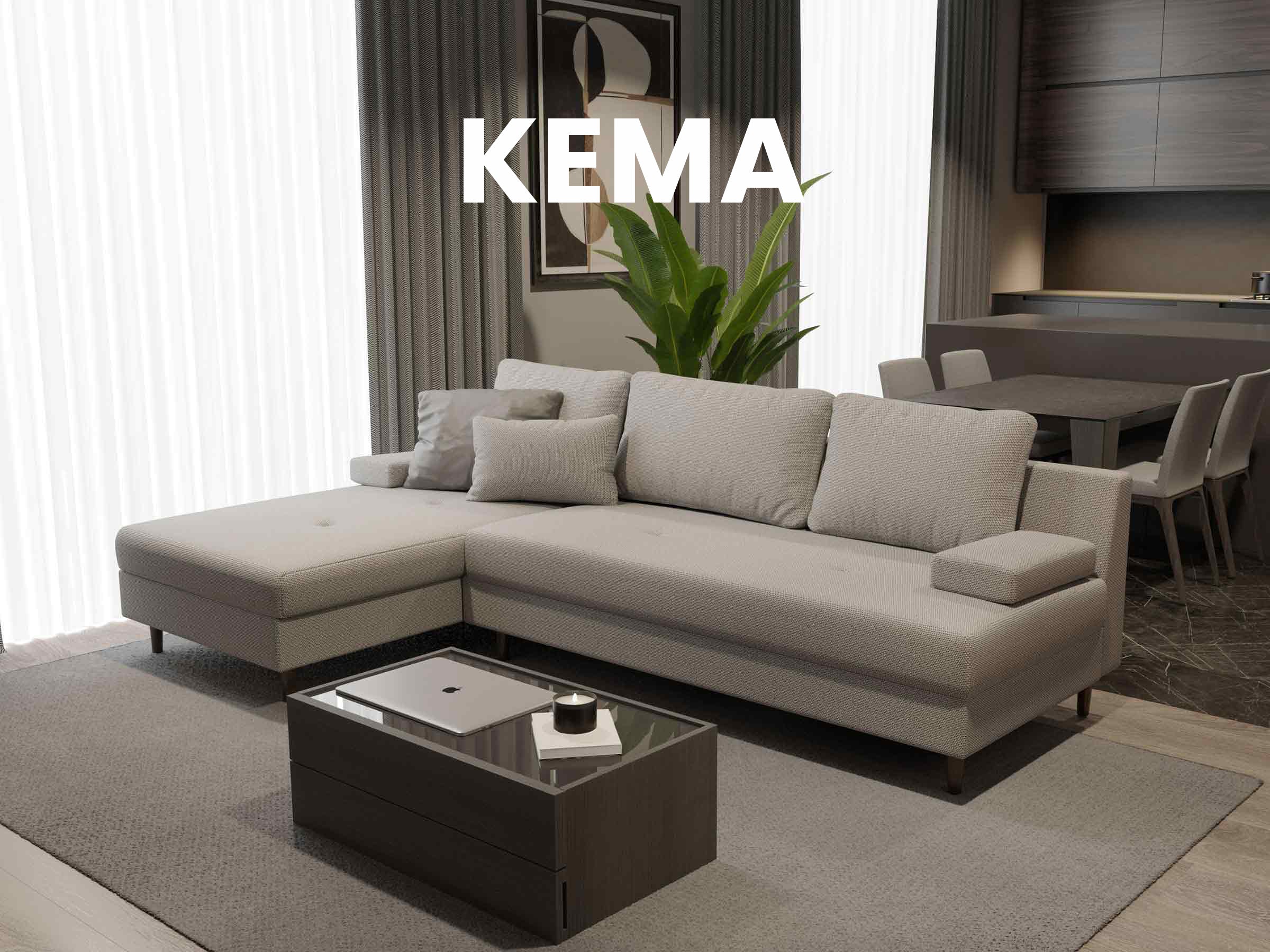 Kema Köşe Kanepe Yatak ve Saklama Alanı